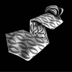 Vesuvio Napoli Italian Made Pure Silk Vintage Couture Silver Black Helix Tie NWT